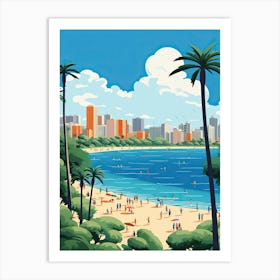 Waikiki Beach Hawaii, Usa, Graphic Illustration 4 Art Print