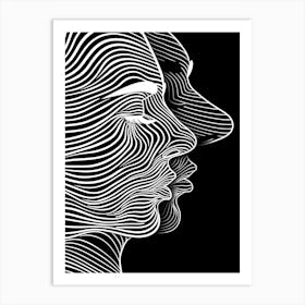 Minimalist Portrait Line Black And White Woman 4 Art Print