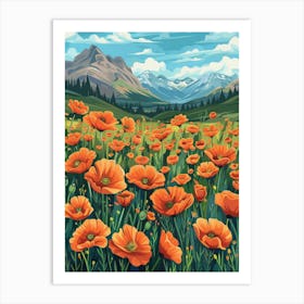 Poppies In The Mountains 4 Art Print