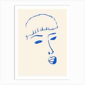 Matisse Style Portrait 2 Blue Art Print