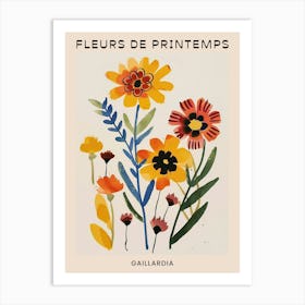 Spring Floral French Poster  Gaillardia 3 Art Print