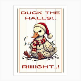 Funny Christmas Duck Art Print