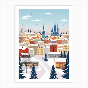 Retro Winter Illustration Moscow Russia 3 Art Print