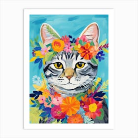 American Shorthair Cat With A Flower Crown Painting Matisse Style 4 Art Print