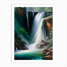 Satopanth Waterfall, India Peaceful Oil Art  Art Print