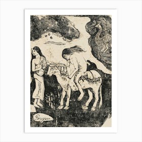 The Rape Of Europa, From The Suite Of Late Wood Block Prints, Paul Gauguin Art Print