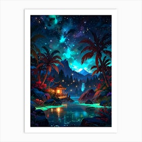 Night Landscape Wallpaper Art Print