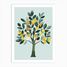 Pecan Tree Flat Illustration 4 Art Print