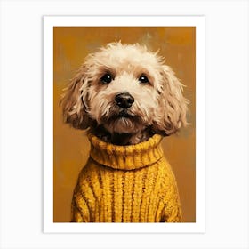 Goldendoodle In Turtleneck Sweater Art Print