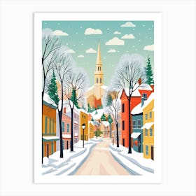 Retro Winter Illustration Vilnius Lithuania 2 Art Print