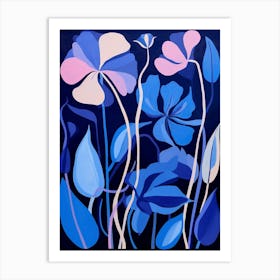 Blue Flower Illustration Sweet Pea 3 Art Print