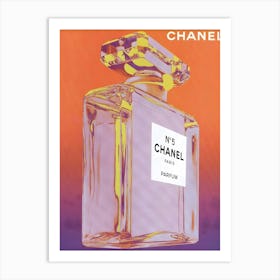 Perfume Bottle Premium Chanel Neon Orange Art Print
