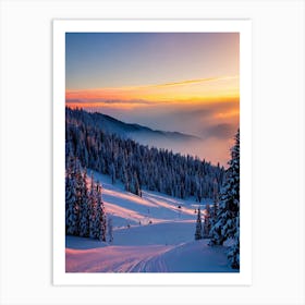 Saalbach Hinterglemm, Austria 1 Sunrise Skiing Poster Art Print