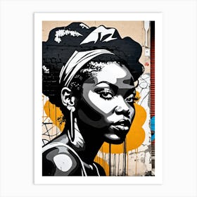 Vintage Graffiti Mural Of Beautiful Black Woman 6 Art Print