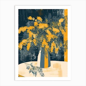 Mimosa Flowers On A Table   Contemporary Illustration 7 Art Print