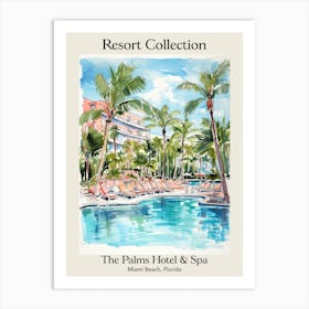 Poster Of The Palms Hotel & Spa   Miami Beach, Florida   Resort Collection Storybook Illustration 4 Art Print