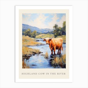 Highland Cow In The River Art Print