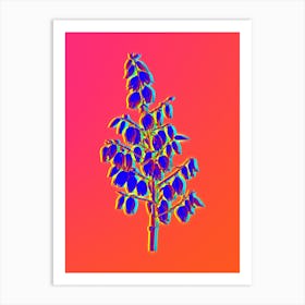 Neon Adam's Needle Botanical in Hot Pink and Electric Blue n.0237 Art Print
