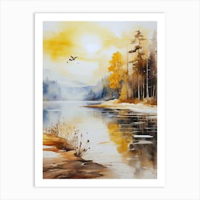 Sunset Over Lake Art Print