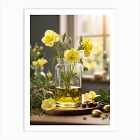 Yellow Flowers In A Jar Art Print