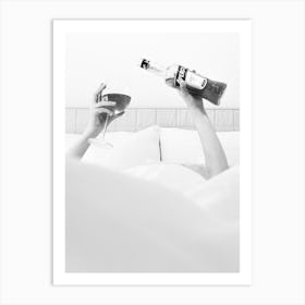 Drinks in Bed B&W_2662373 Art Print