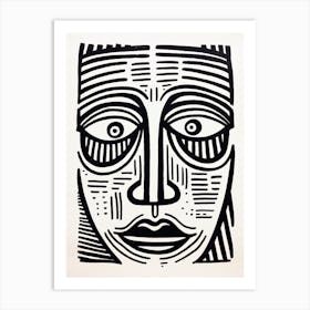 Geometric Linework Face Portrait 4 Art Print