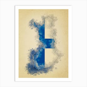 Finland Flag Vintage Art Print