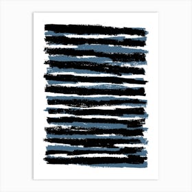 Blue And Black Stripes Art Print