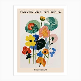 Spring Floral French Poster  Nasturtium 1 Art Print