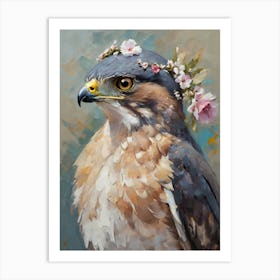 Hawk With Flowers Art Print