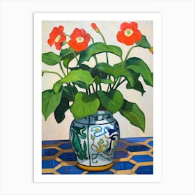 Flowers In A Vase Still Life Painting Impatiens 1 Art Print