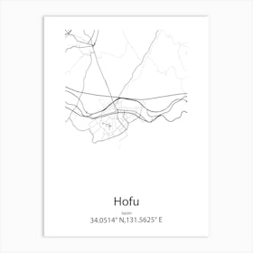 Hofu,Japan Minimalist Map Art Print