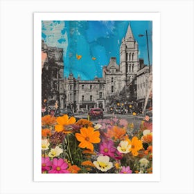 Dublin   Floral Retro Collage Style 2 Art Print
