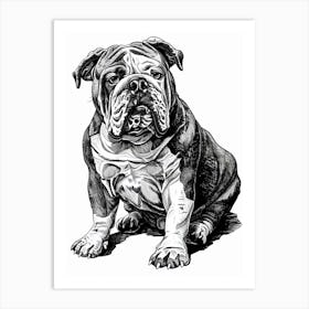 Bulldog Line Sketch Art Print