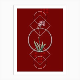 Vintage Corn Lily Botanical with Geometric Line Motif and Dot Pattern n.0243 Art Print