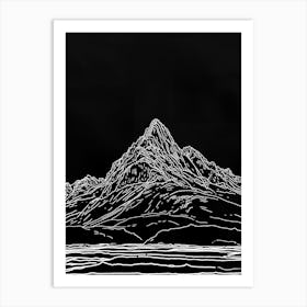 Beinn Mhanach Mountain Line Drawing 1 Art Print