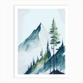 Mountain And Forest In Minimalist Watercolor Vertical Composition 266 Art Print