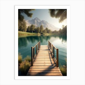 Pier In The Lake 1 Art Print