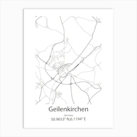 Geilenkirchen,Germany Minimalist Map Art Print