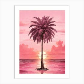 Pink Palm Tree Sunset Art Print 1 Art Print