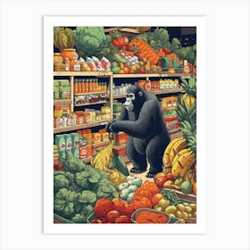 Grocery Shopping Gorilla Art 2 Art Print