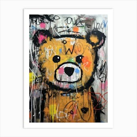 Cute Bear Basquiat style Art Print