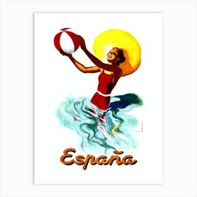 Spain, Girl With A Beach Ball Art Print