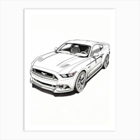 Ford Mustang Line Drawing 8 Art Print