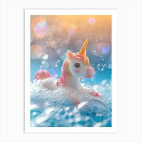 Toy Unicorn In The Bubble Bath Art Print