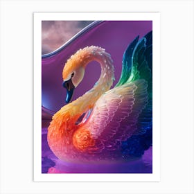 Rainbow Swan Art Print