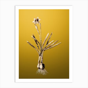 Gold Botanical Narcissus Gouani on Mango Yellow n.0866 Art Print