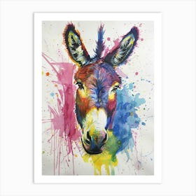 Donkey Colourful Watercolour 2 Art Print