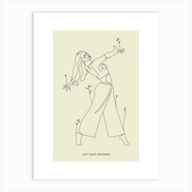 Just Keep Growing Monoline Asthetic Mnimalist Drawing Art Print