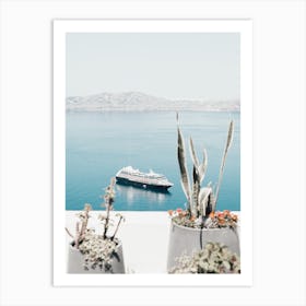 Santorini Seaside Charm Art Print